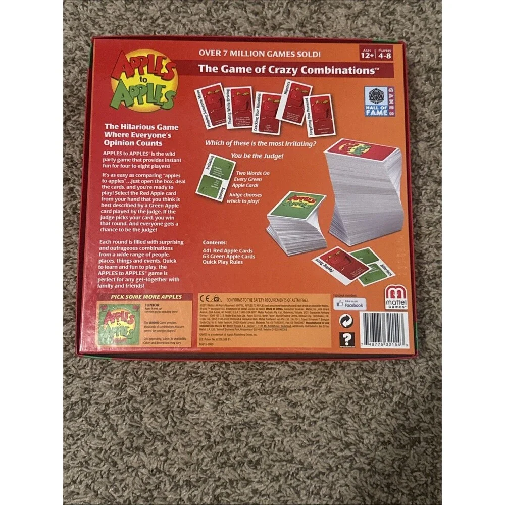 Mattel Apples to Apples Party Box Game 4+ Players Ages 12+ Mensa 2003 B1070